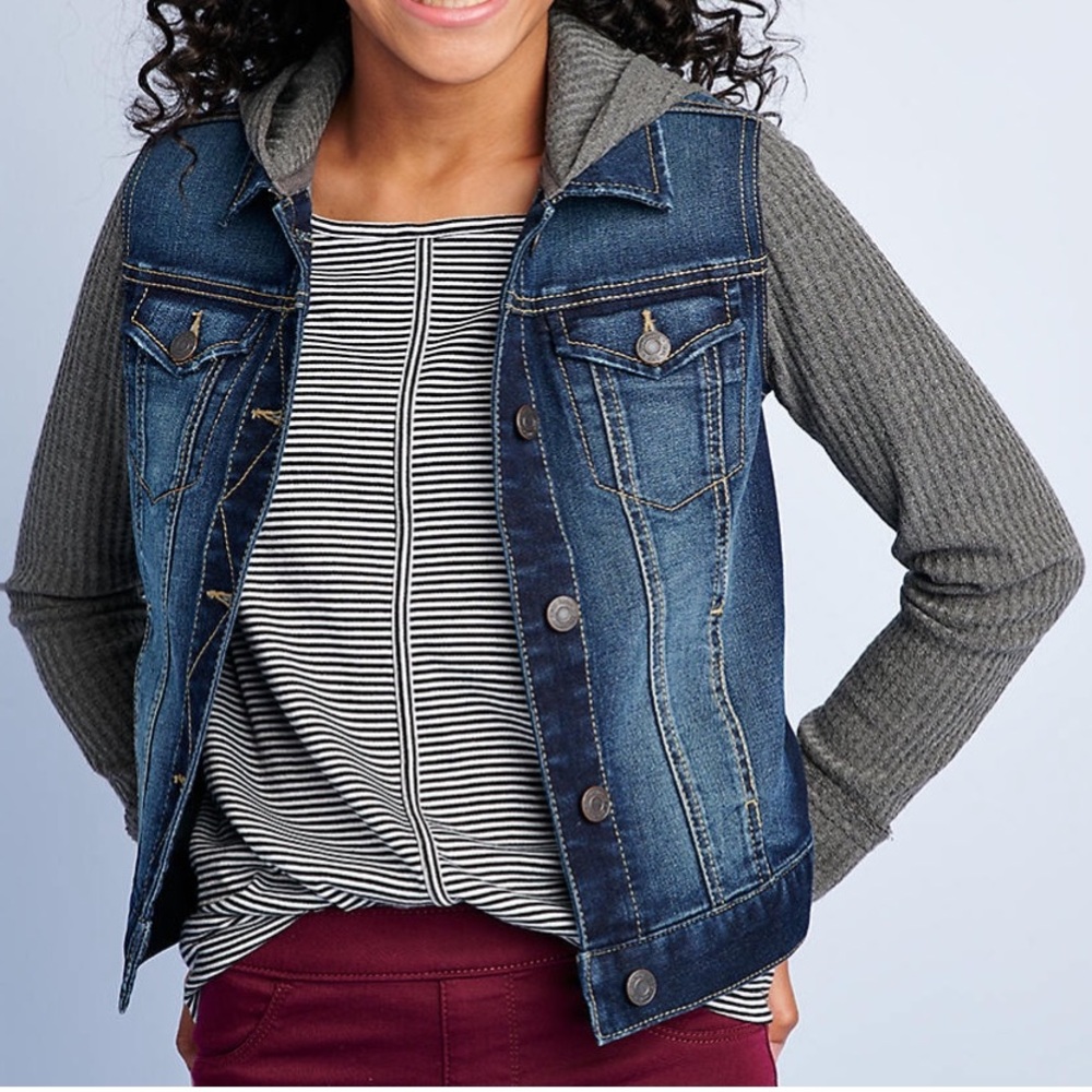 Girls Mudd Waffle Knit Jean Jacket